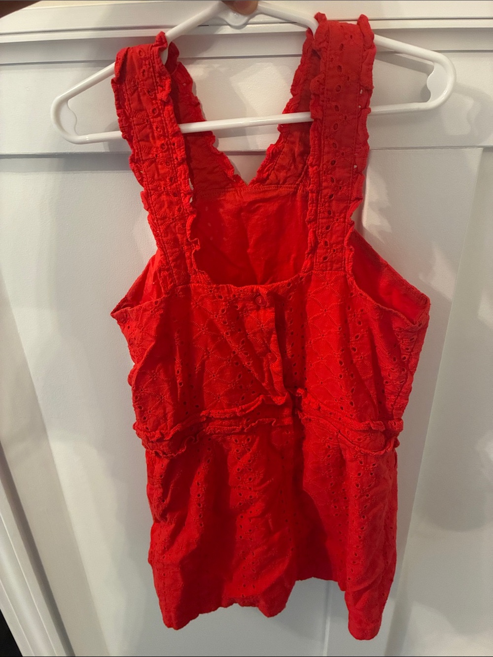 Janie and Jack Red Eyelet Romper with Ruffle Straps - Picture 2 of 3